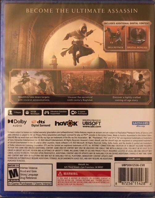 
Assassin's Creed: Mirage [Deluxe Edition] | PlayStation 5 | North America | back cover scan: Back Cover | PriceCharting