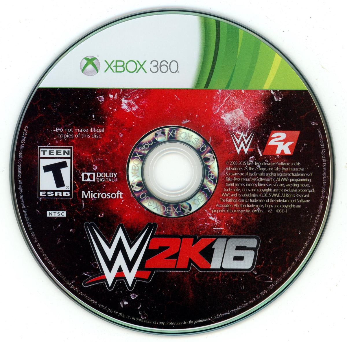 
WWE 2K16 | Xbox 360 | North America | physical media scan: Disc | PriceCharting