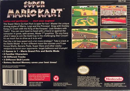 
Super Mario Kart | SNES | North America | back cover scan: Box Back | PriceCharting