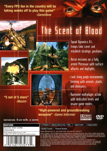 
Turok: Evolution | PlayStation 2 | North America | back cover scan: Back Cover | PriceCharting