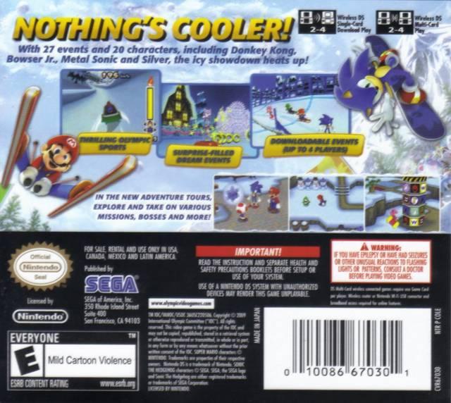 
Mario & Sonic at the Olympic Winter Games | Nintendo DS | North America | back cover scan: Back Cover | PriceCharting