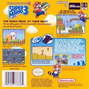 
Super Mario Advance 4: Super Mario Bros. 3 | Game Boy Advance | North America | back cover scan: Back Cover | PriceCharting