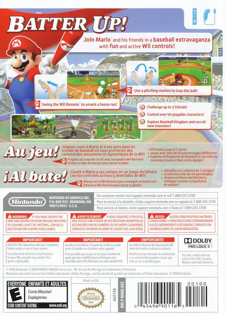 
Mario Super Sluggers | Wii | North America | back cover scan: Back Cover | PriceCharting