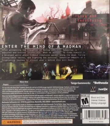 
The Evil Within | Xbox One | North America | back cover scan: Back Cover | PriceCharting