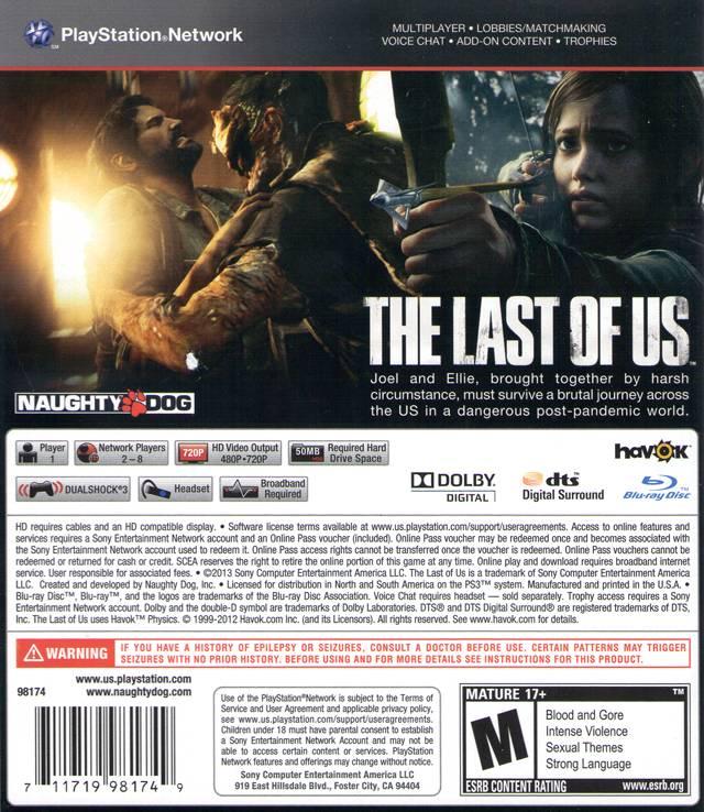 
The Last of Us | PlayStation 3 | North America | back cover scan: Back Cover | PriceCharting
