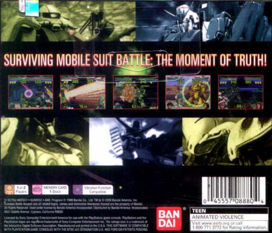 
Gundam Battle Assault | PlayStation | North America | back cover scan: Back Cover | PriceCharting
