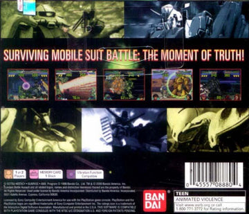 
Gundam Battle Assault | PlayStation | North America | back cover scan: Back Cover | PriceCharting