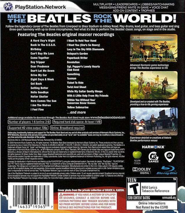 
The Beatles: Rock Band | PlayStation 3 | North America | back cover scan: Back | PriceCharting