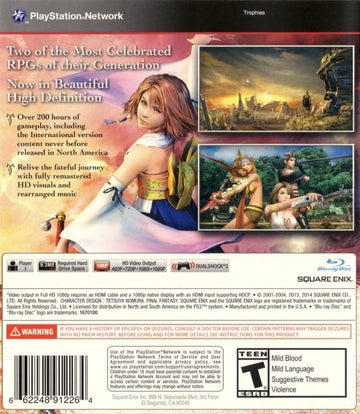 
Final Fantasy X/X-2 HD Remaster | PlayStation 3 | North America | back cover scan: Back Cover | PriceCharting