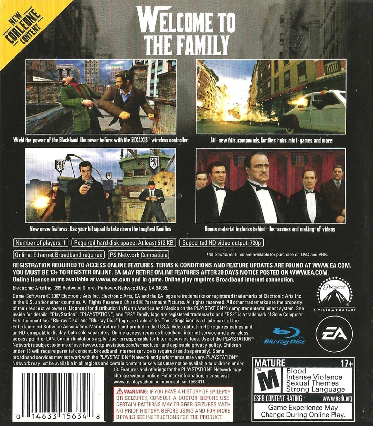 The Godfather - The Don's Edition | PlayStation 3 | North America | back cover scan: Back Cover | PriceCharting