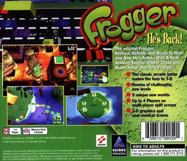 
Frogger | PlayStation | North America | back cover scan: Back Cover | PriceCharting