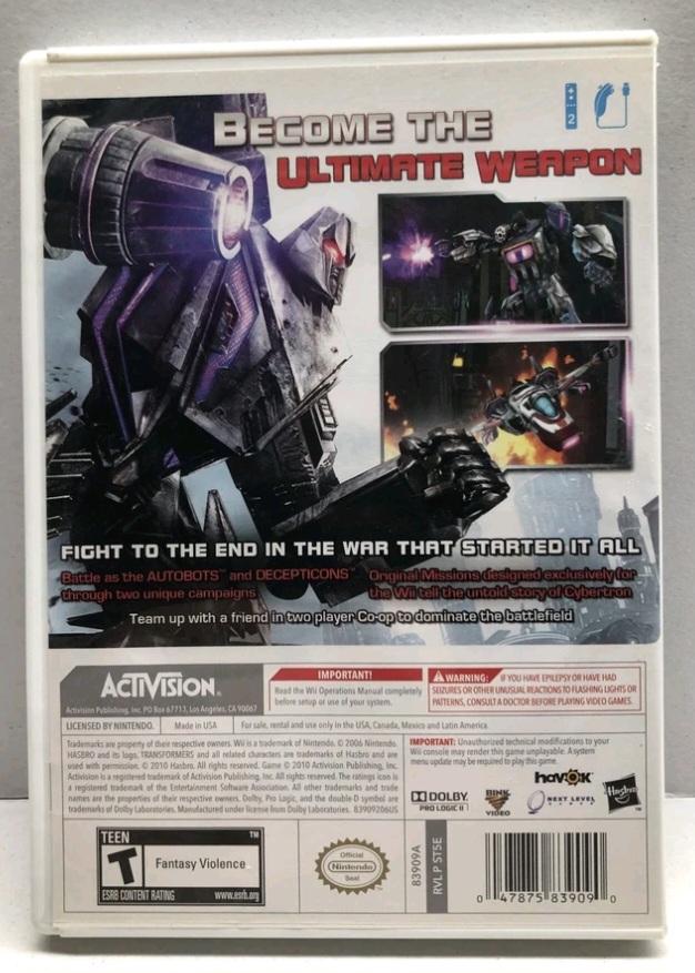Transformers: Cybertron Adventures | Wii | North America | back cover scan: Back Cover | PriceCharting