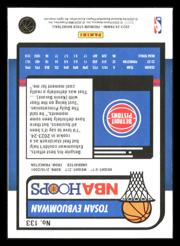 2023-24 Hoops Premium Stock #133 Tosan Evbuomwan