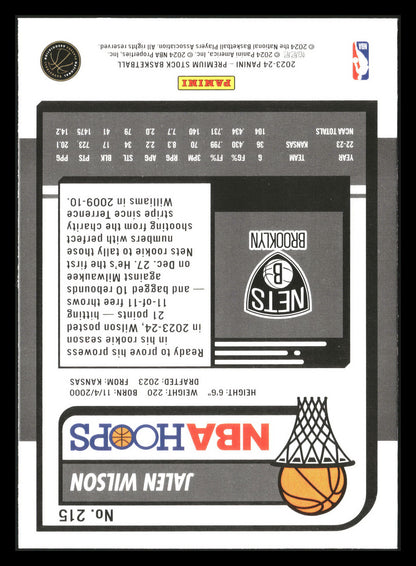 2023-24 Hoops Premium Stock #215 Jalen Wilson