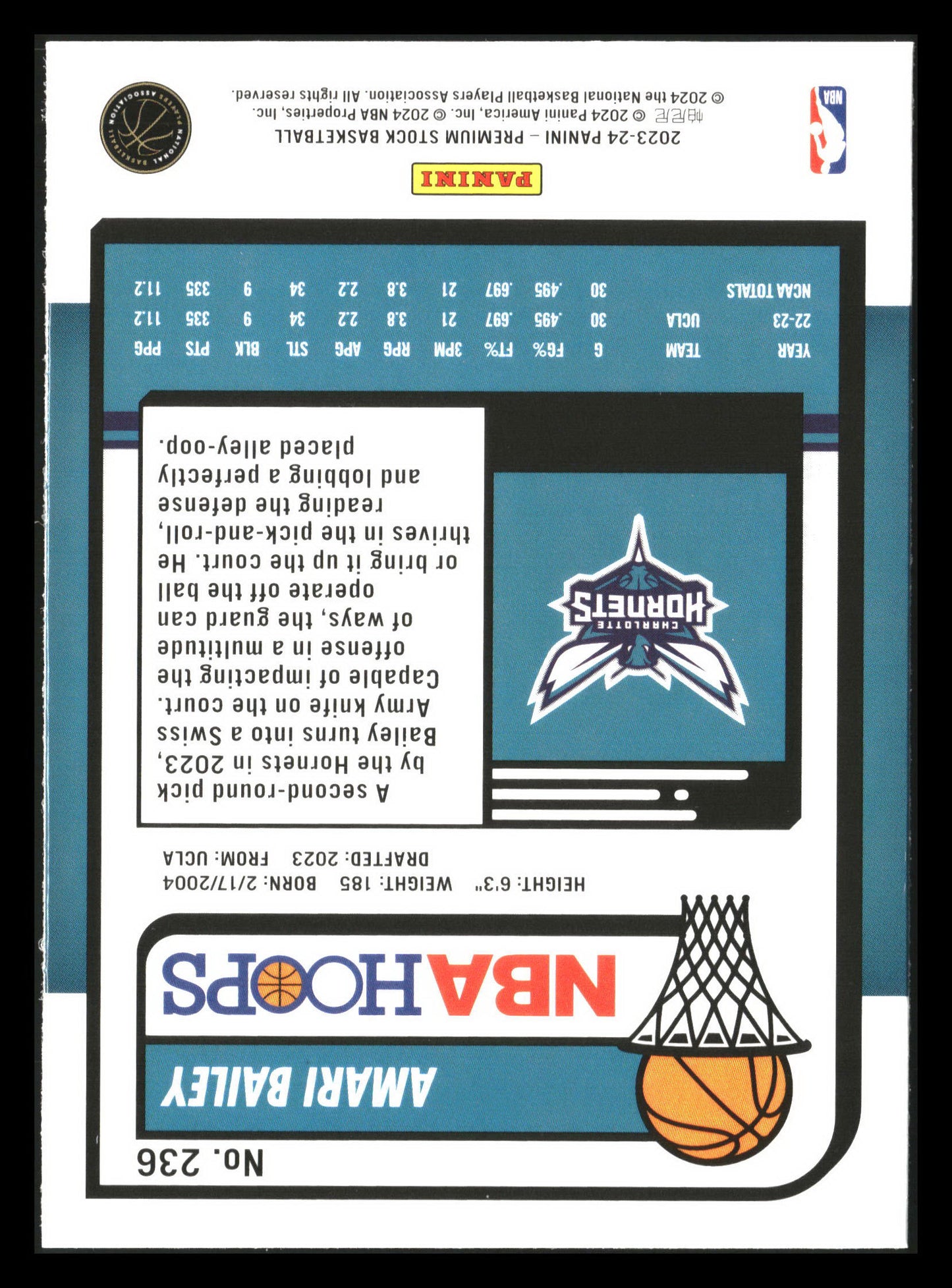 2023-24 Hoops Premium Stock #236 Amari Bailey