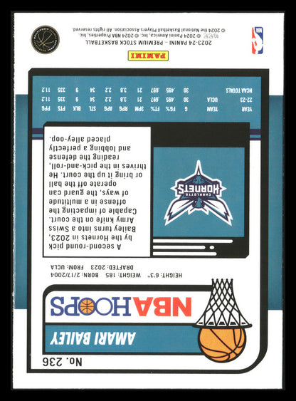 2023-24 Hoops Premium Stock #236 Amari Bailey