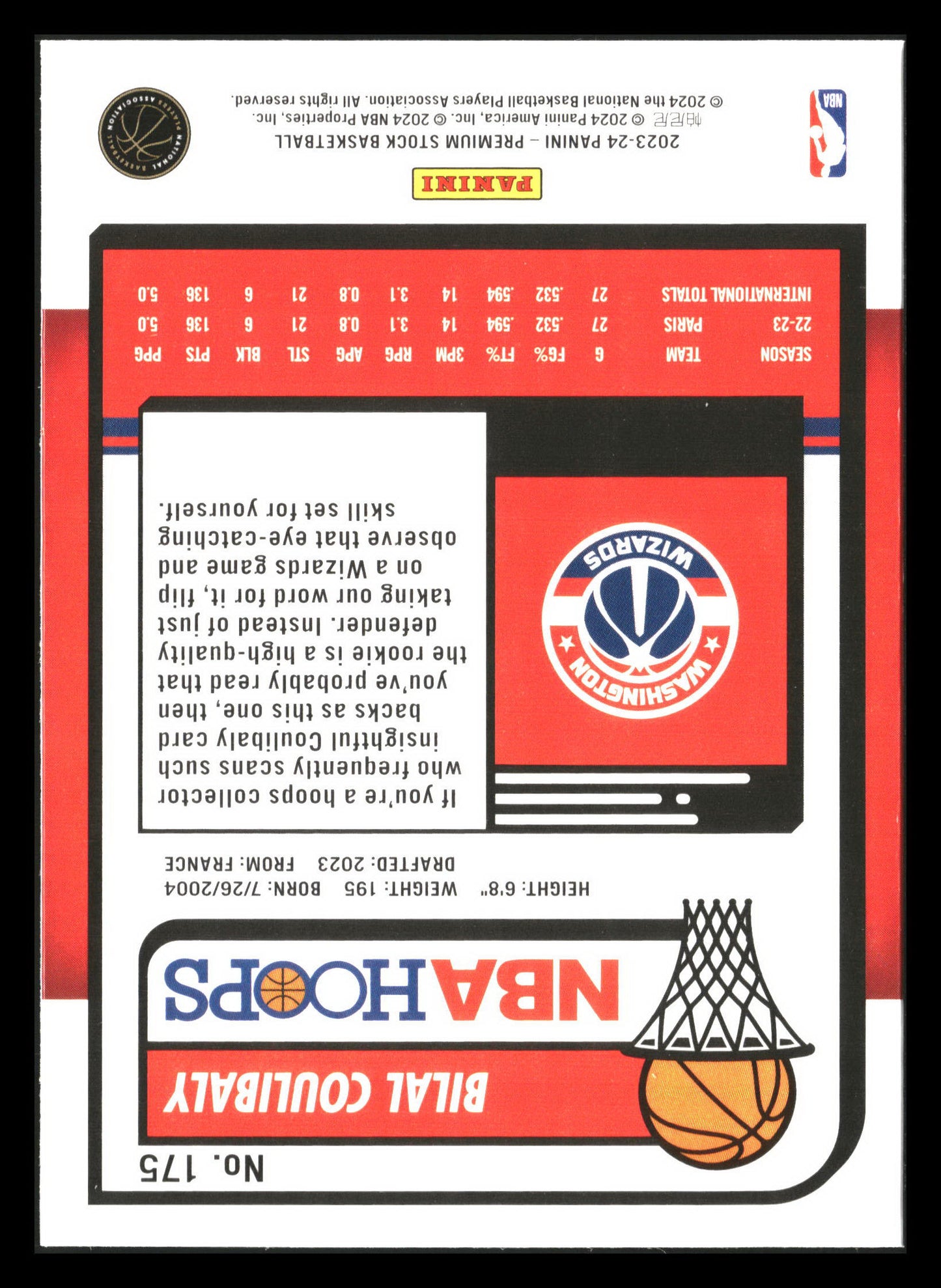 2023-24 Hoops Premium Stock #175 Bilal Coulibaly