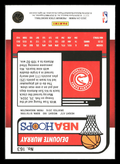 2023-24 Hoops Premium Stock #163 Dejounte Murray