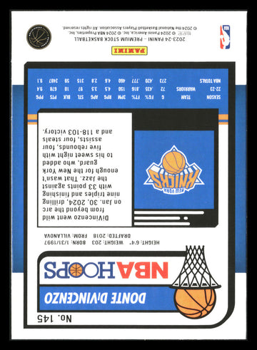 2023-24 Hoops Premium Stock #145 Donte DiVincenzo