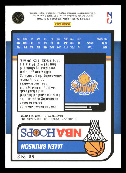 2023-24 Hoops Premium Stock #242 Jalen Brunson