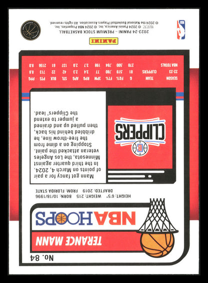 2023-24 Hoops Premium Stock #84 Terance Mann