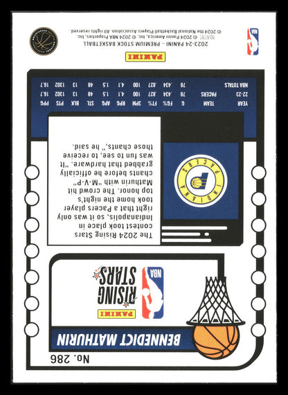 2023-24 Hoops Premium Stock #286 Bennedict Mathurin