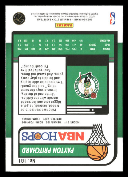 2023-24 Hoops Premium Stock #181 Payton Pritchard