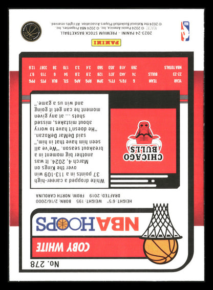 2023-24 Hoops Premium Stock #278 Coby White