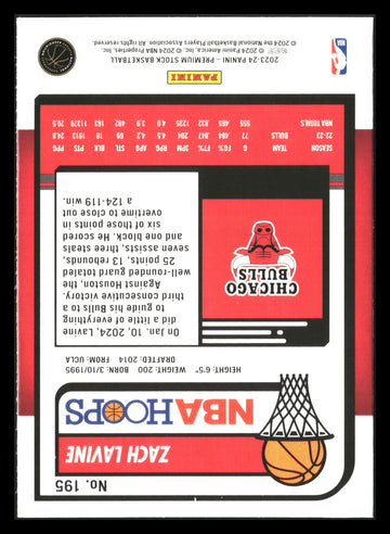 2023-24 Hoops Premium Stock #195 Zach LaVine