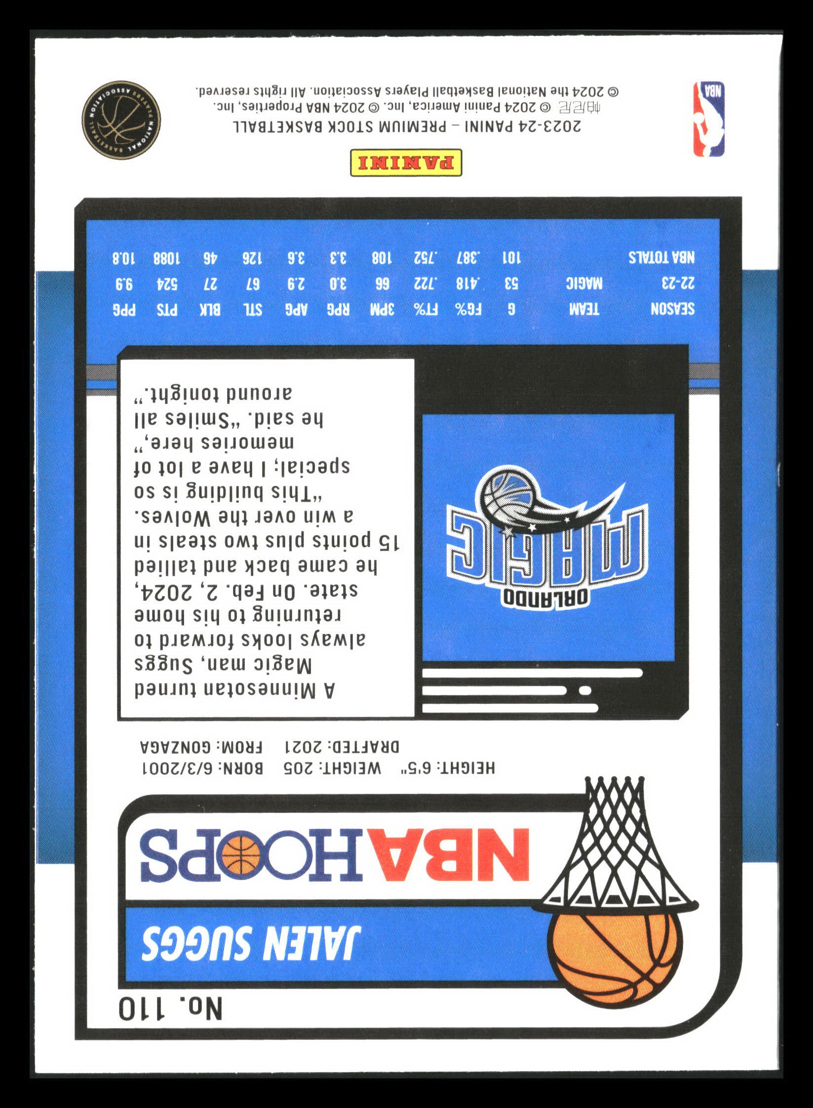 2023-24 Hoops Premium Stock #110 Jalen Suggs
