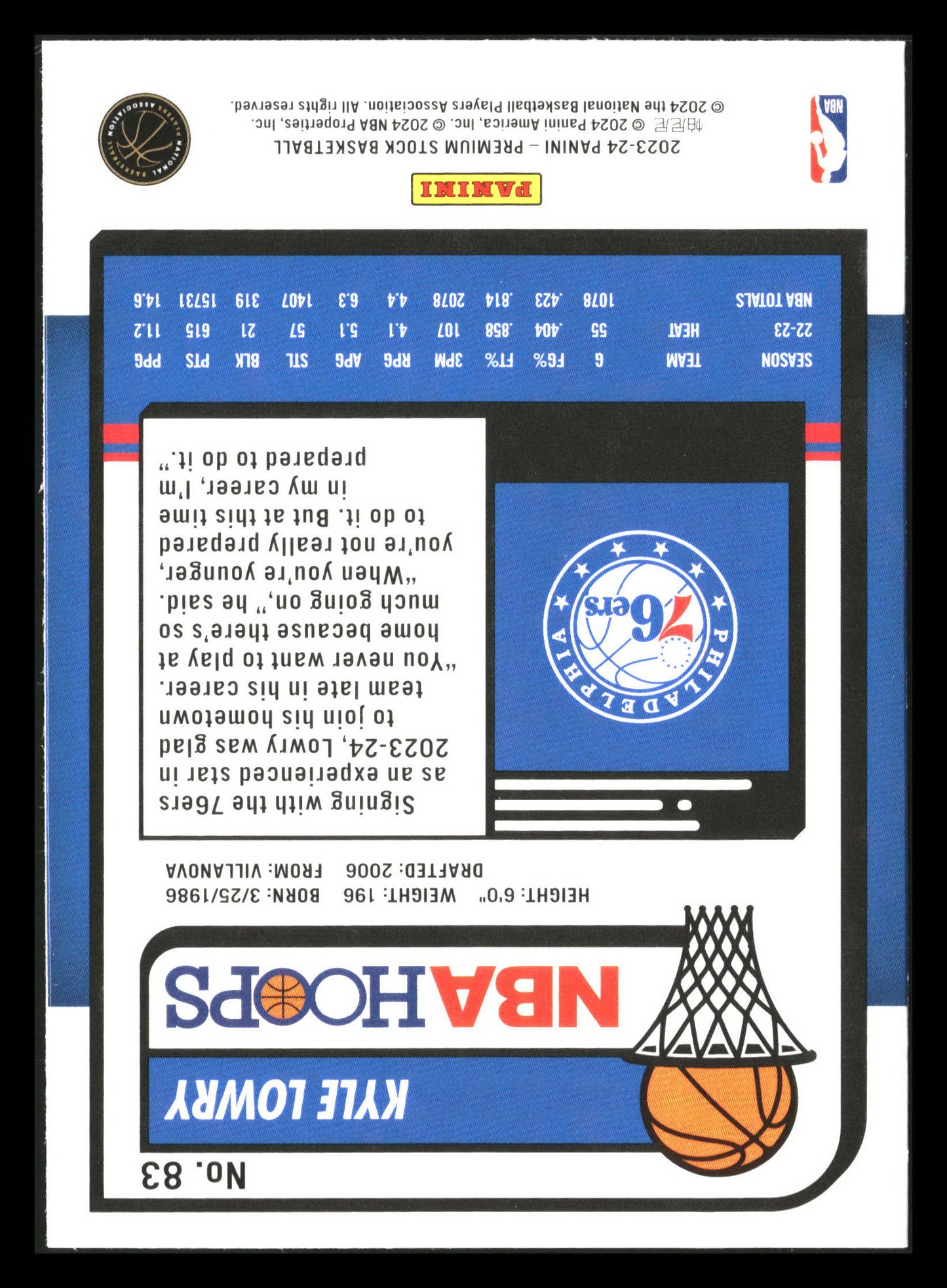 2023-24 Hoops Premium Stock #83 Kyle Lowry