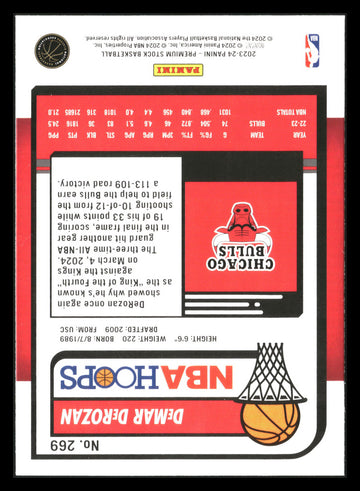 2023-24 Hoops Premium Stock #269 DeMar DeRozan