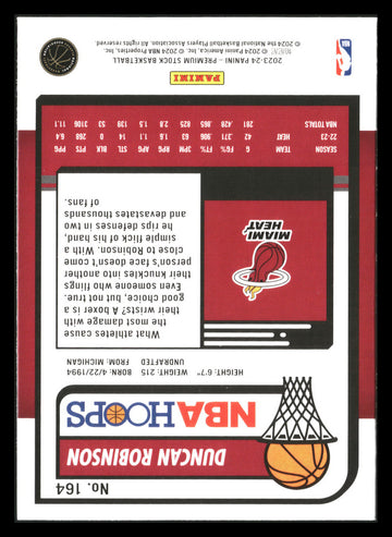 2023-24 Hoops Premium Stock #164 Duncan Robinson