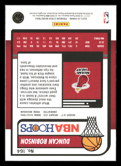 2023-24 Hoops Premium Stock #164 Duncan Robinson