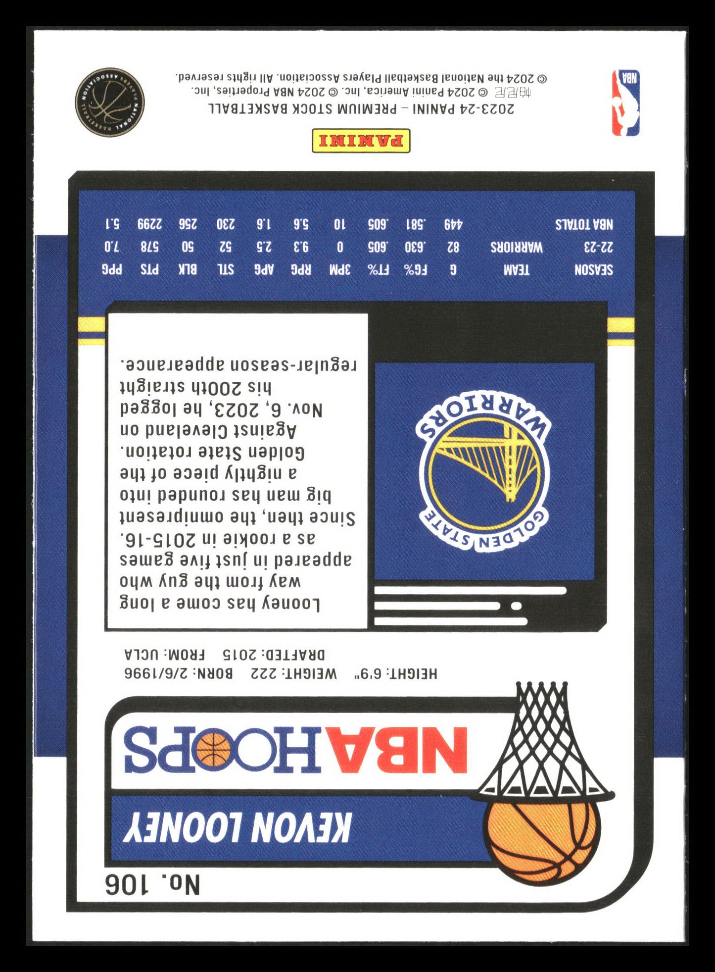 2023-24 Hoops Premium Stock #106 Kevon Looney