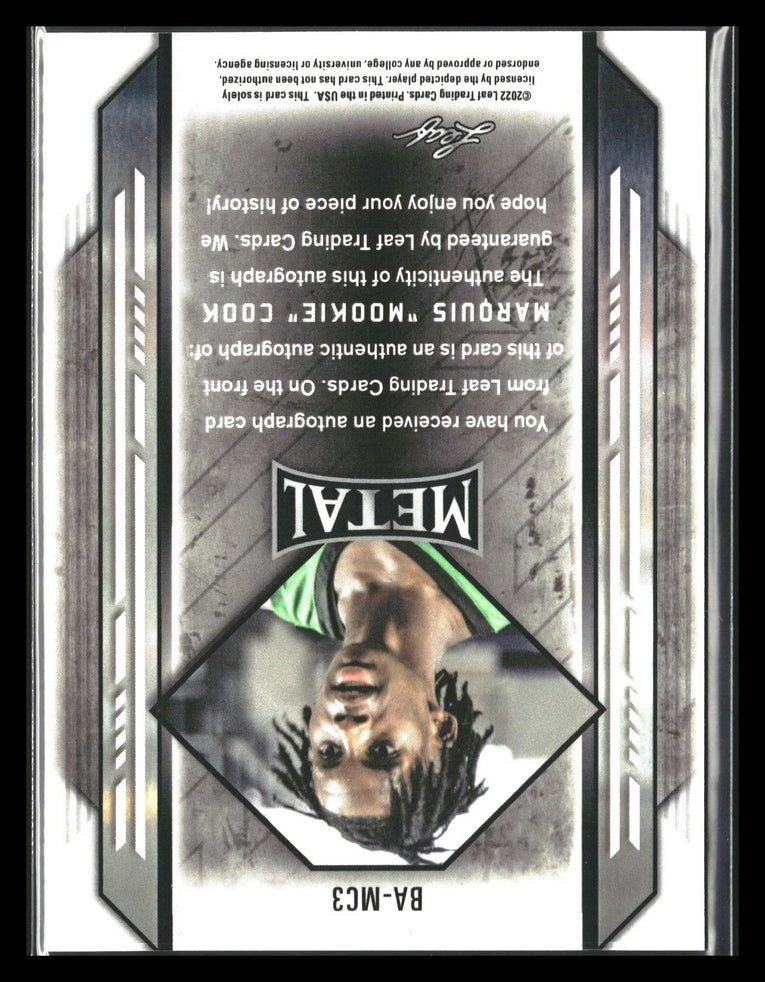 2021-22 Leaf Metal #BA-MC3 Marquis "Mookie" Cook Silver Mojo