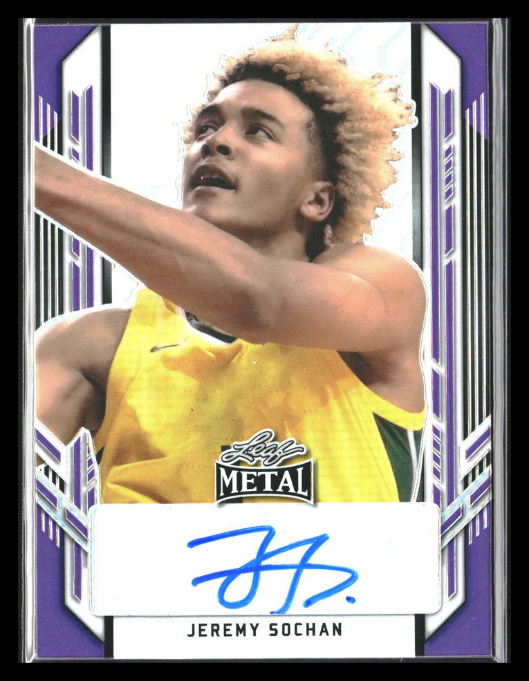 2021-22 Leaf Metal #PA-JS1 Jeremy Sochan Portrait Autographs Purple Rainbow