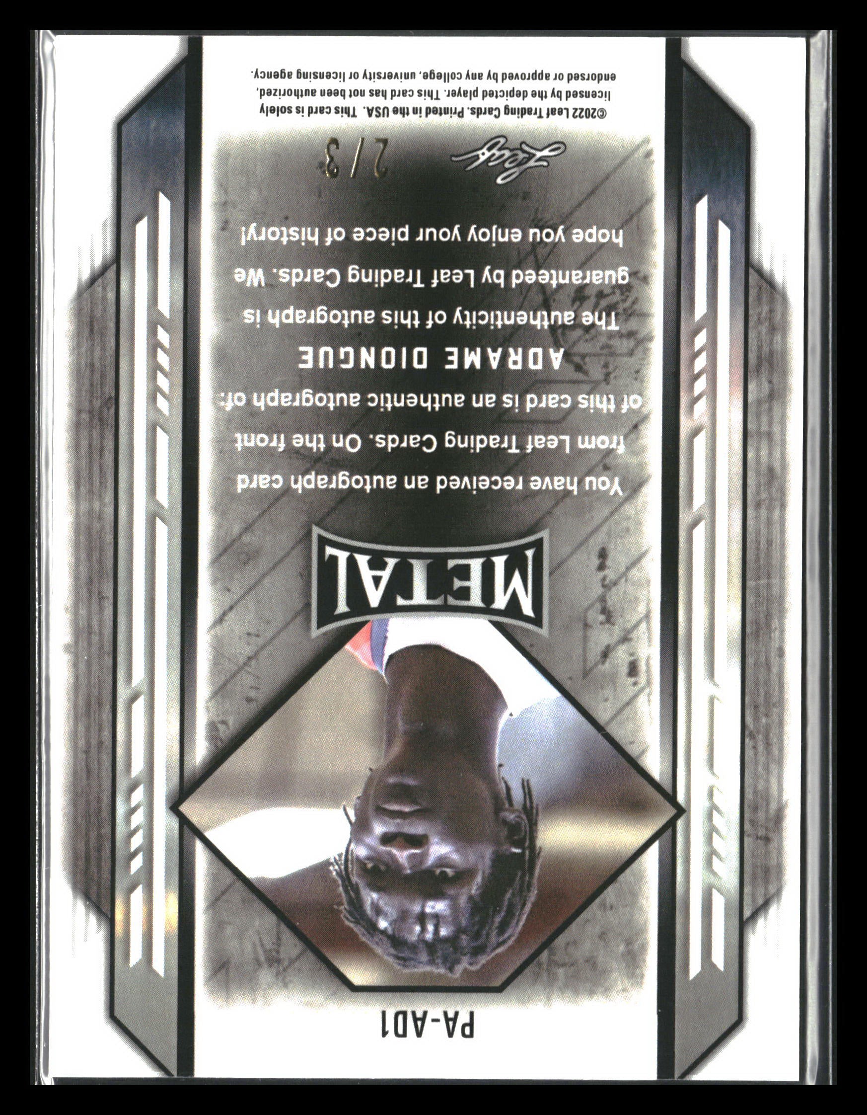 2021-22 Leaf Metal #PA-AD1 Adrame Diongue Portrait Autographs Red Crystal