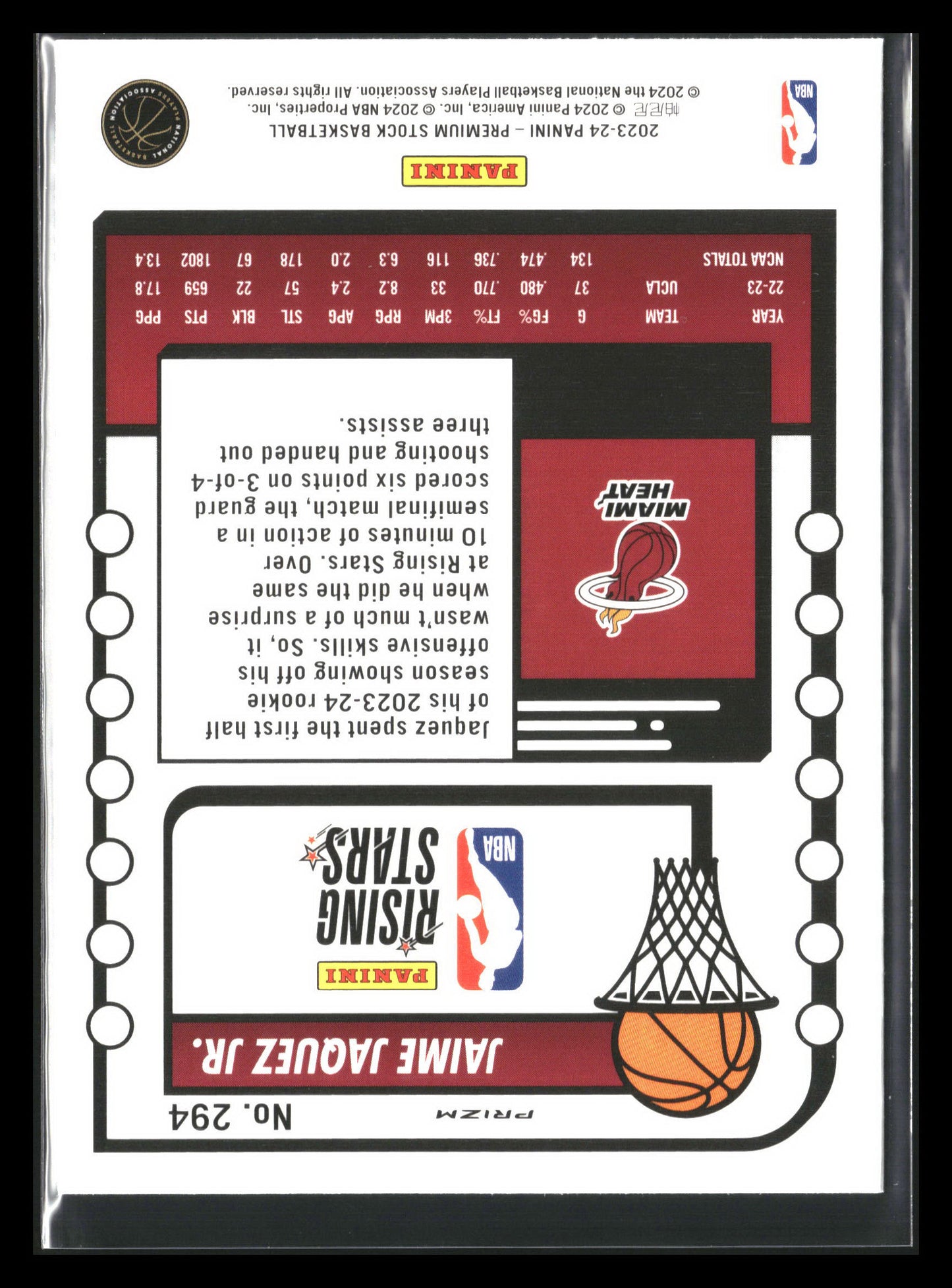 2023-24 Premium Stock Jaime Jaquez Jr. #294 RC Silver Prizm Heat