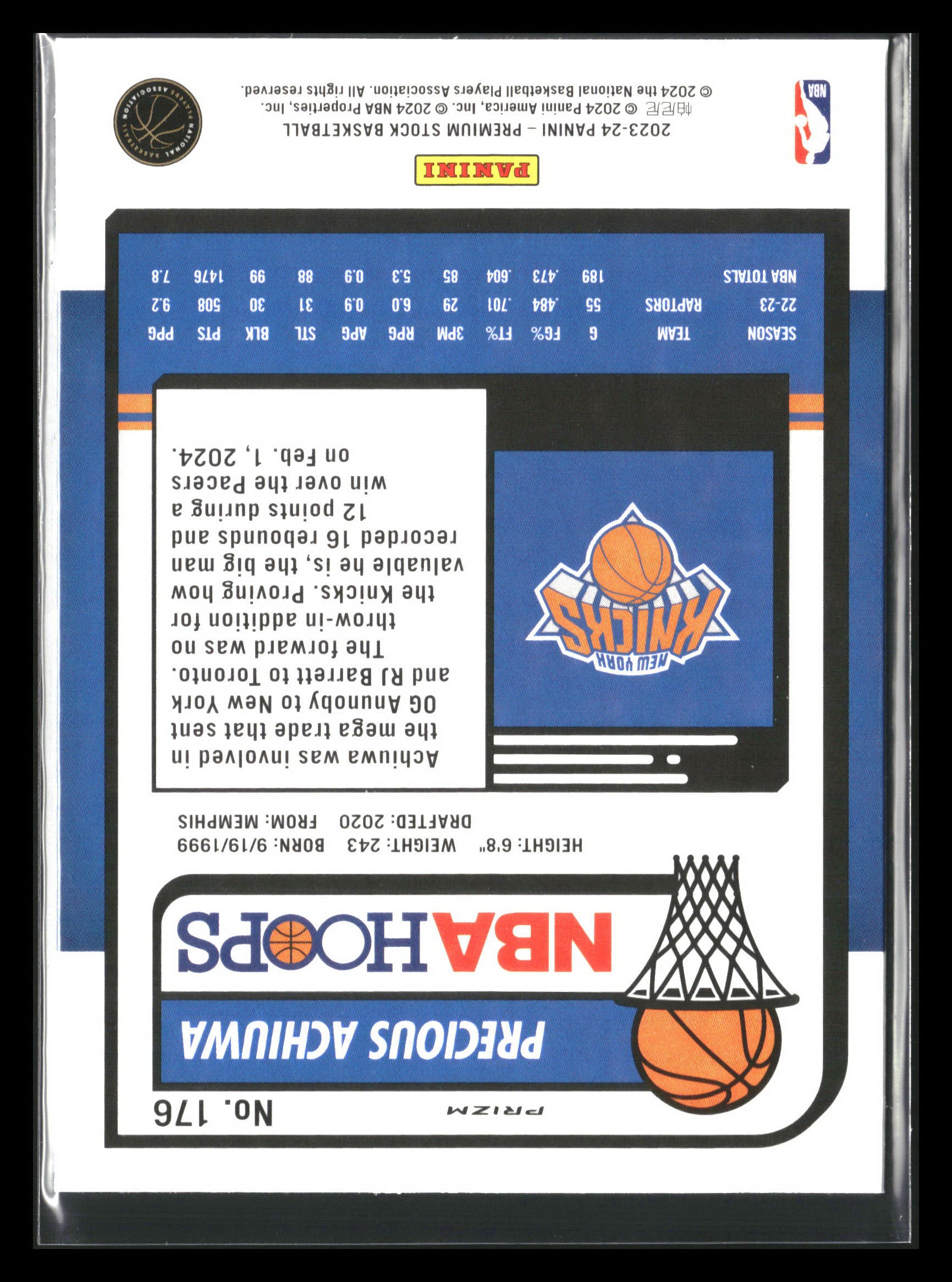 2023-24 Panini NBA Hoops Premium Stock - Seismic Prizm #176 Precious Achiuwa