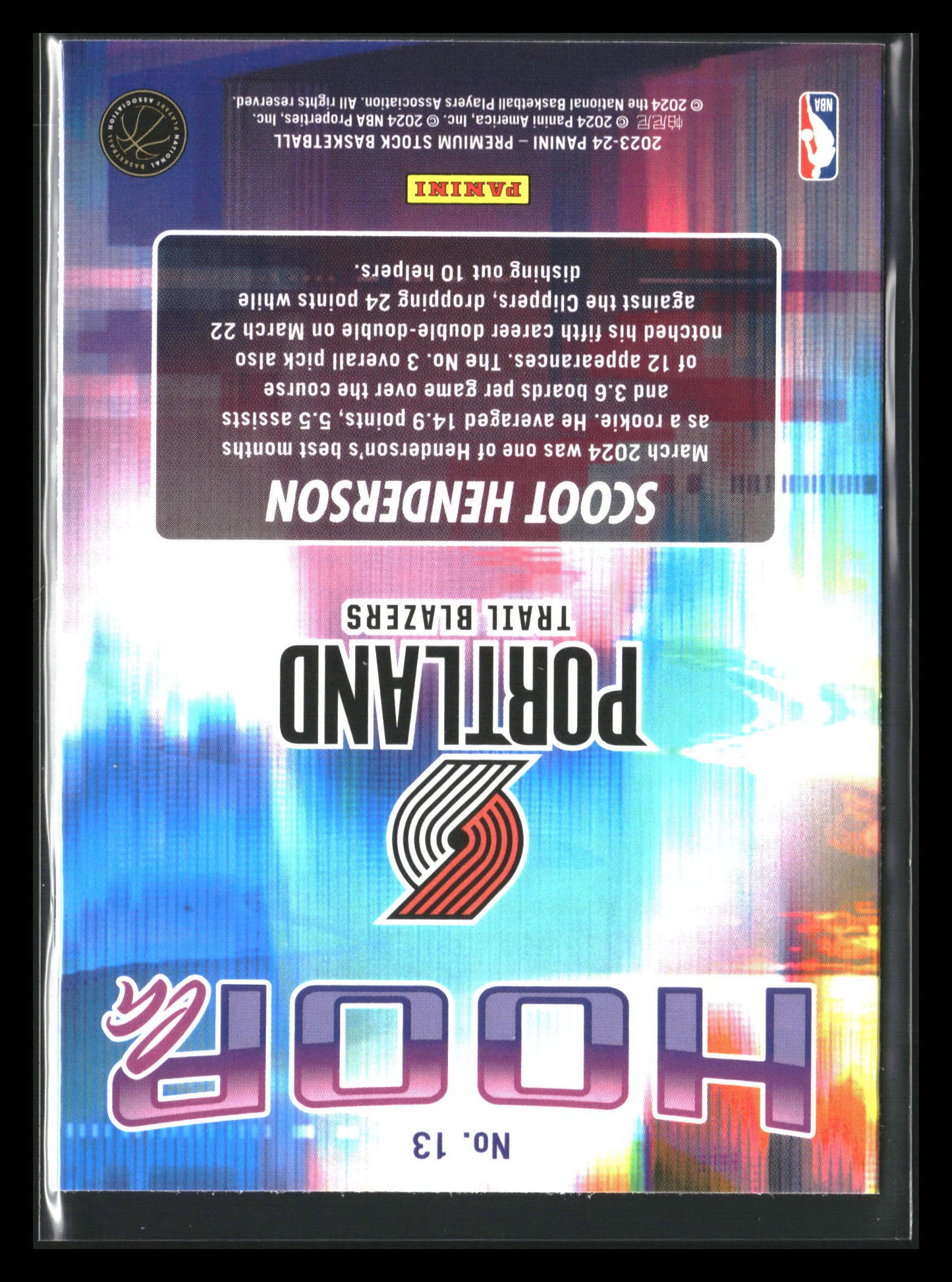 2023-24 Panini Hoops Premium Stock Scoot Henderson Hoopla RC #13