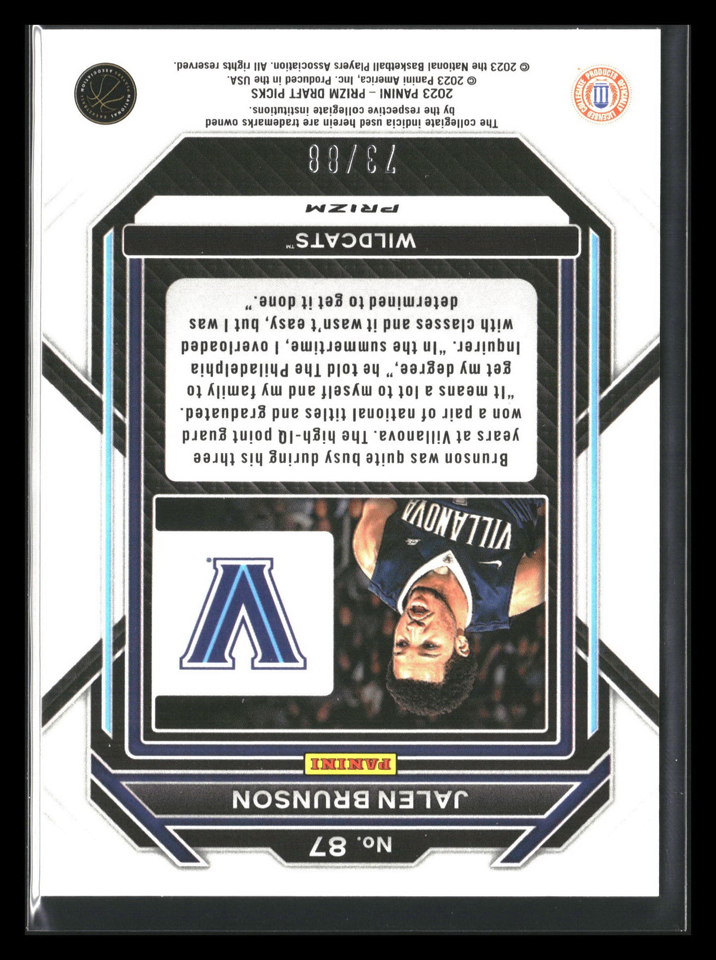 2023 Panini Prizm Draft Picks #87 Jalen Brunson Choice Red #/88