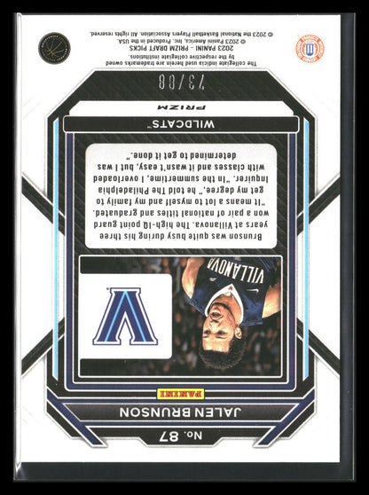 2023 Panini Prizm Draft Picks #87 Jalen Brunson Choice Red #/88