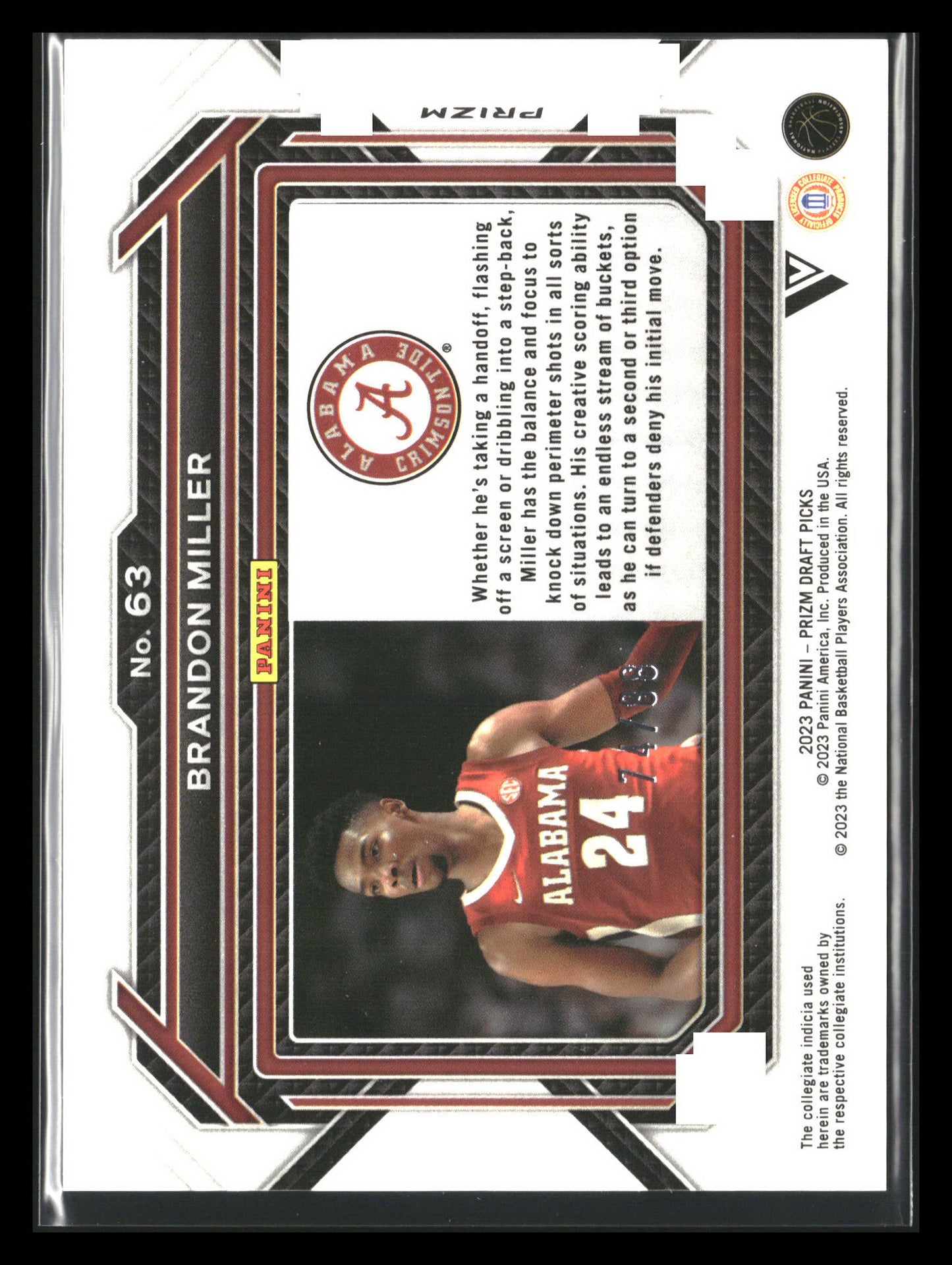 2023 Panini Prizm Draft Picks #63b Brandon Miller Choice Red #/88