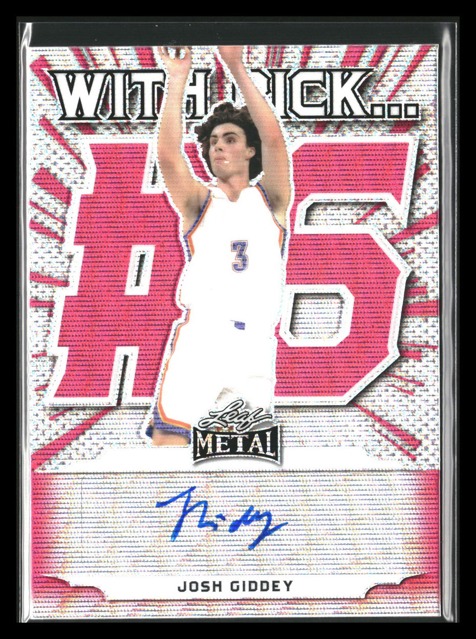 2021-22 Leaf Metal #WP-JG1 Josh Giddey With Pick... Autographs Pink Wave 3/20