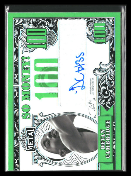 2021-22 Leaf Metal #SM-DC1 Devan Cambridge So Money Green Rainbow #/10