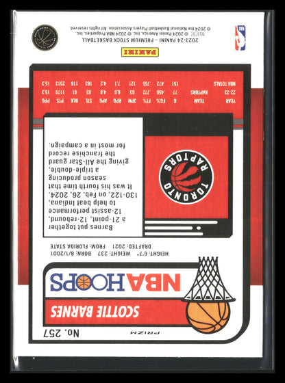 2023-24 Panini NBA Hoops Premium Stock - Silver Prizm #257 Scottie Barnes
