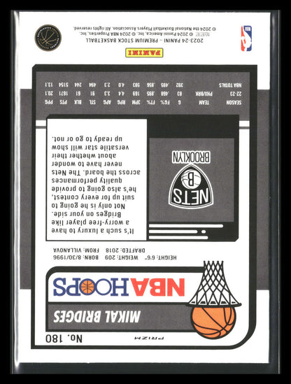 2023-24 Panini Premium Stock Seismic Prizm - Mikal Bridges - Brooklyn Nets