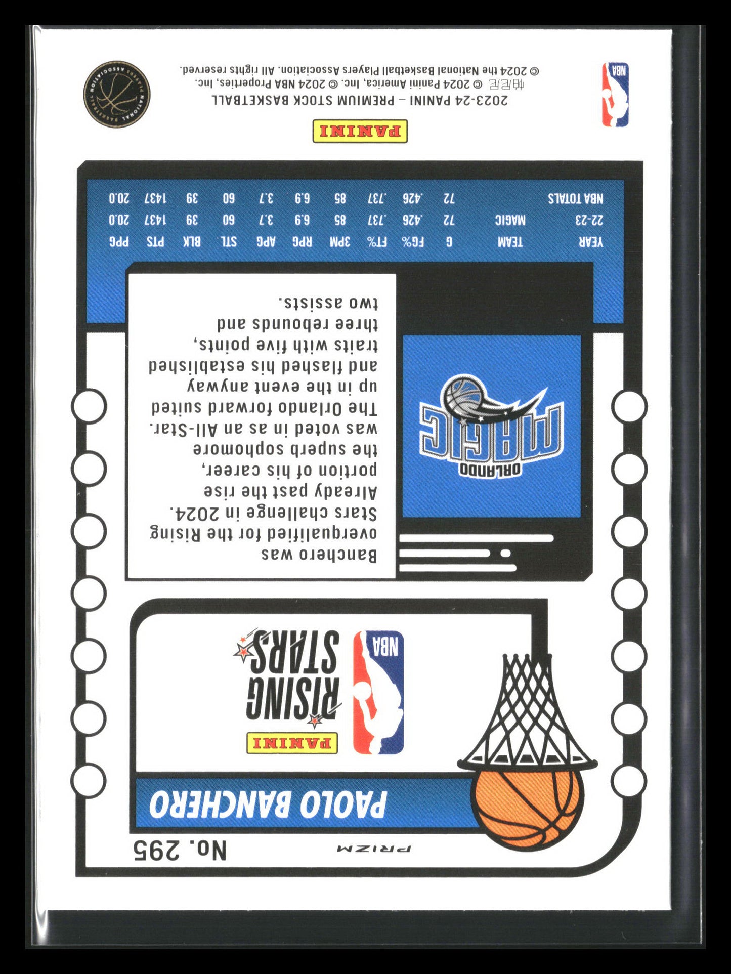 2023-24 Panini Hoops Premium Stock #295 Paolo Banchero Seismic Prizm - Magic