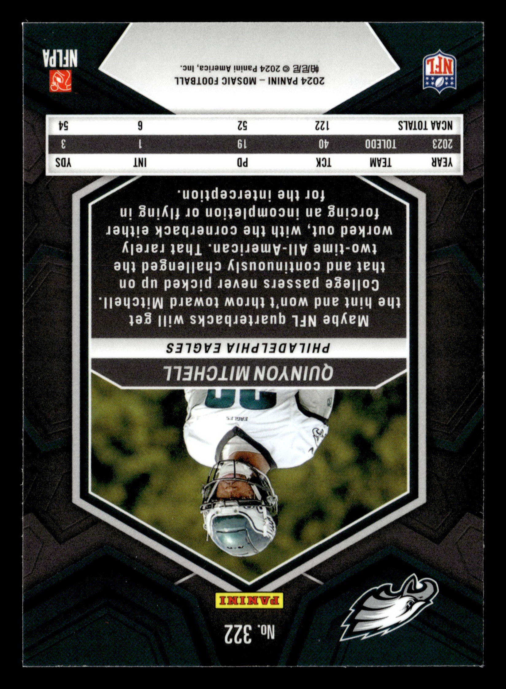 2024 Panini Mosaic #322 Quinyon Mitchell